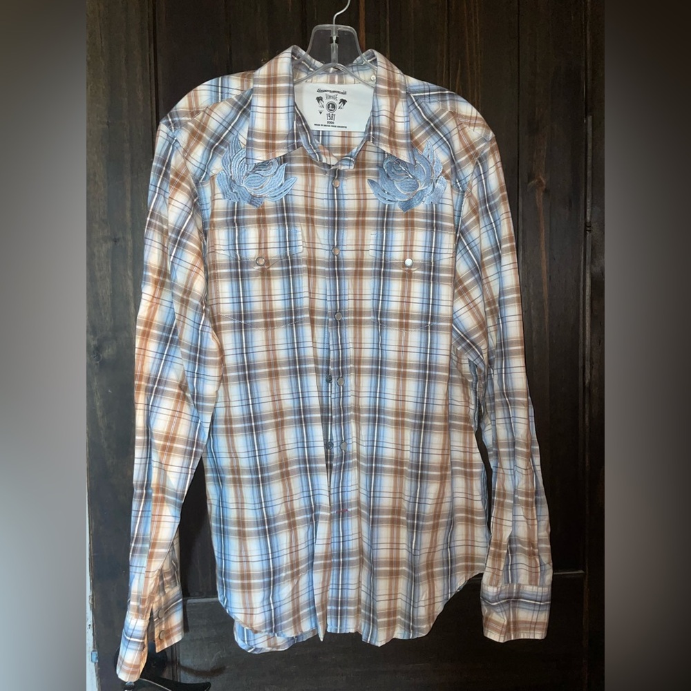 Men's GUESS Vintage, Plaid Western Shirt, Size L